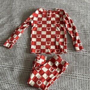 Heart Patterned Red and White Kids Pajama Set